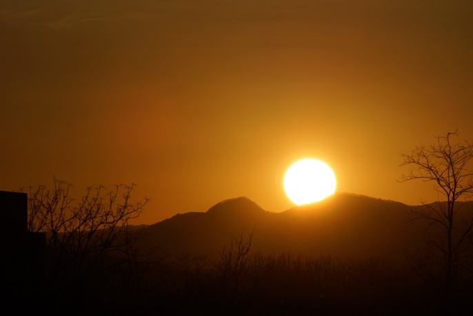 年末の夕日20131230入間川広瀬橋よりA