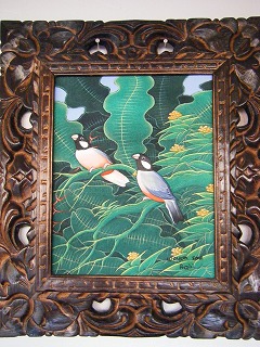 バリ島　鳥と果物の絵画　絵画は布製です バリ島 鳥と果物の絵画 絵画は布製です - メルカリ