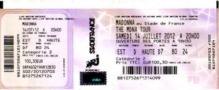 マドンナコンサートのチケット