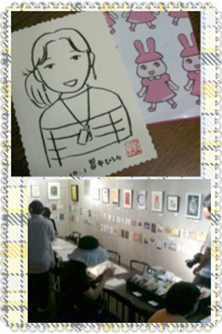20121001ピース似顔絵と会場様子320x