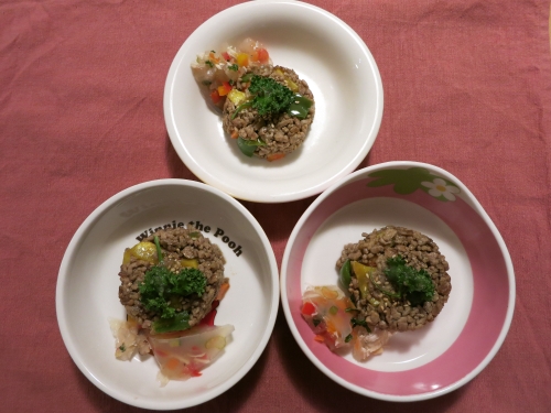 朝ご飯 ひき肉とお芋のあんかけ炒め