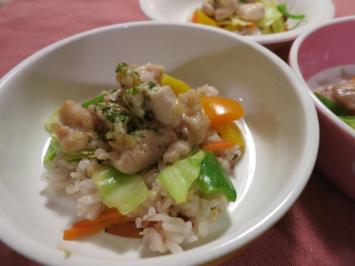夜ご飯 野菜たっぷり親子丼