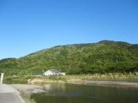 春の五十鈴川と朝熊山