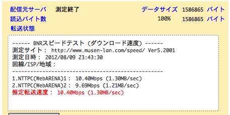 BNR スピードテスト 回線速度/通信速度 測定