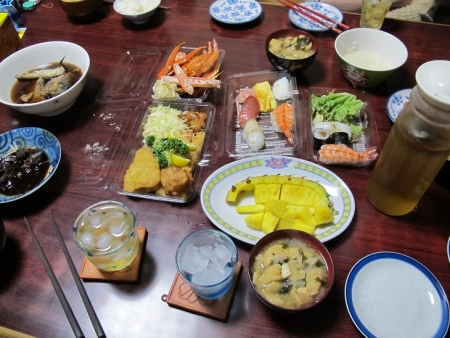 法事の残り物と味噌汁