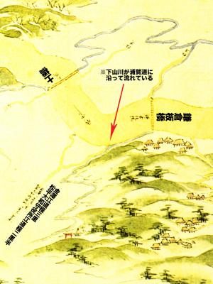 浦賀道見取絵図:鎌倉板橋付近