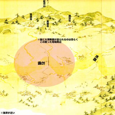 浦賀道見取絵図:後の大津陣屋付近