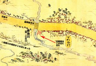 東海道分間延絵図:相模川旧橋脚付近