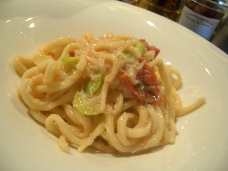 毛蟹と空豆のパスタ