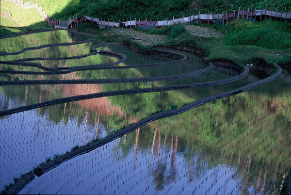 【山間に映える水鏡の景色】1