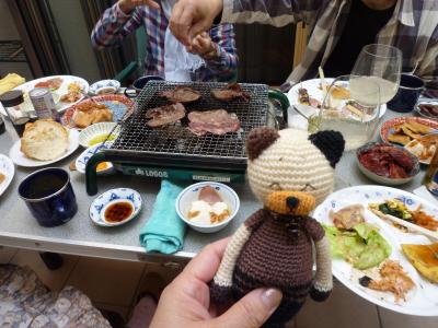 パティォでバーベQ