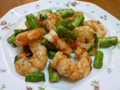 母の日・えびアスパラ炒め・俊