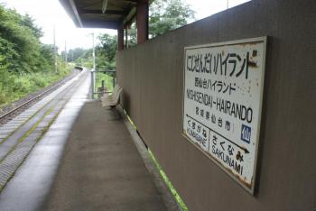 駅名標とホーム