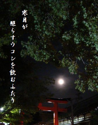 つき(下賀茂神社月見)寒月が照らす