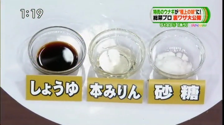 ウナギ、醤油、本みりん、砂糖を使用