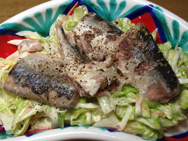 コールスロー鯖缶のっけ