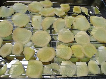 sliced ginger on rack