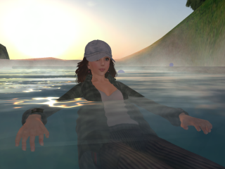夕日を浴びて