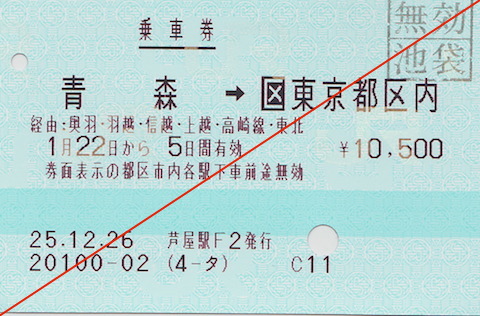 あけぼの乗車券