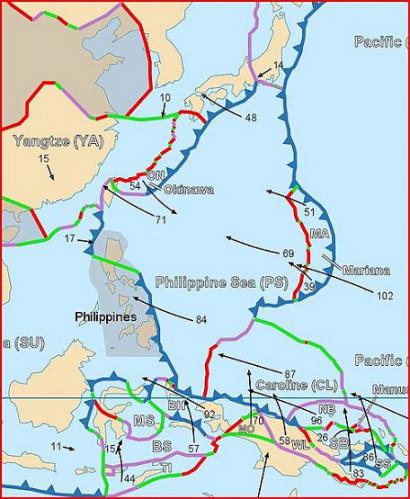 フィリピン海プレート境界図