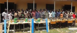A group photo with machines