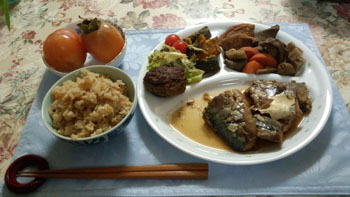 晩御飯 鯖の煮付け他