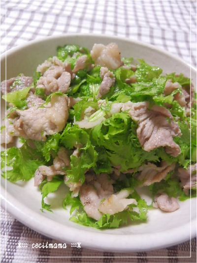 豚肉とわさび菜の炒め物_2