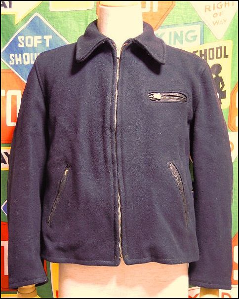 1930's～ ALL WOOL Reprocessed Vintage Wool Sports JKT With Leather