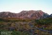 夕陽に輝く立山三峰