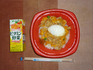 親子丼,野菜ジュース