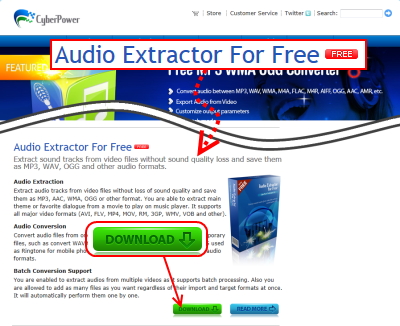 Audio Extractor for FREE ダウンロードページ