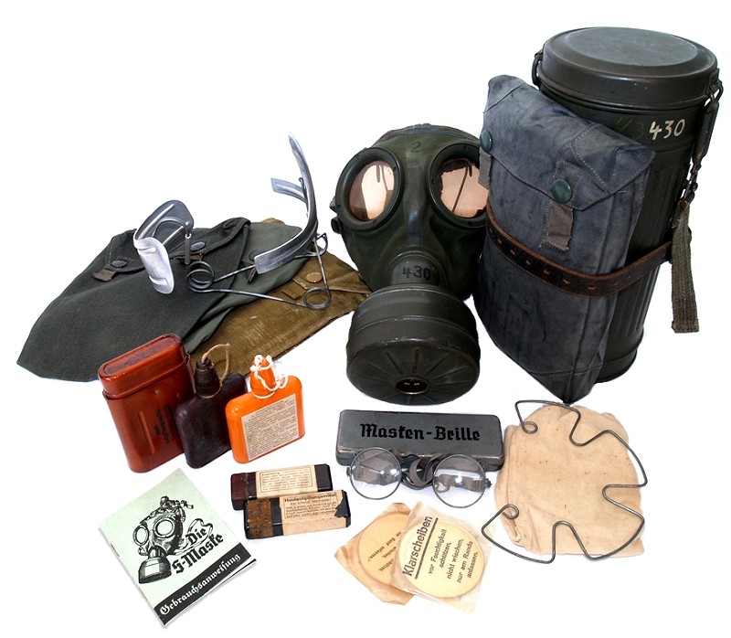 実物】第二次世界大戦 ドイツ M30 ガスマスク ショート缶 