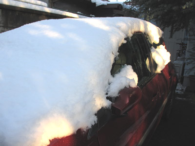 大雪の翌日の車