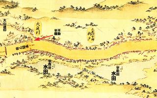 東海道分間延絵図:四ツ谷大山道辻付近