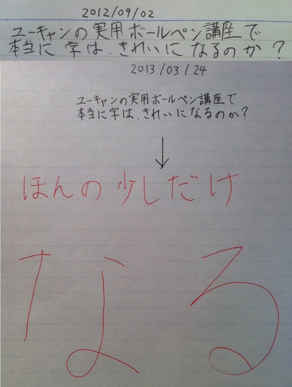 ユーキャンの実用ボールペン字講座 7 実験結果 つっけーの日記